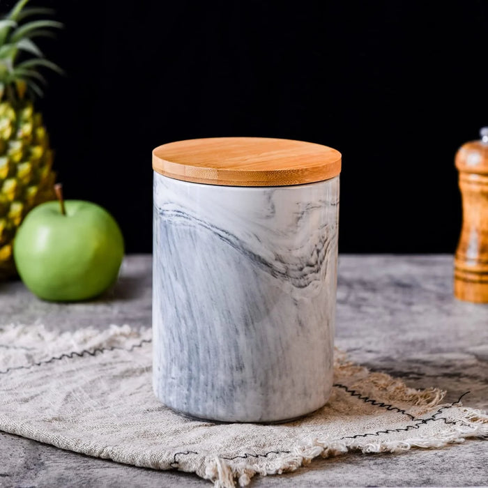 Marbel Canister - Brass and White